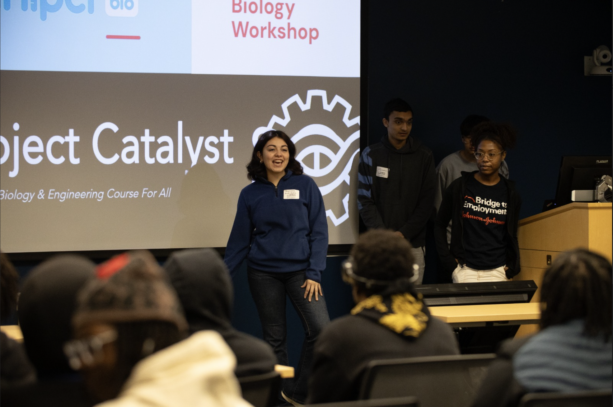 Project Catalyst team presenting Biology Workshop to audience